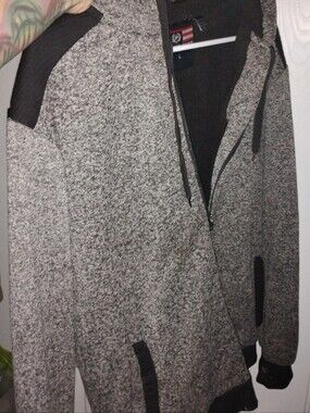 Phat Farm Gray Marled Zip-Up Hoodie with Dark Trim